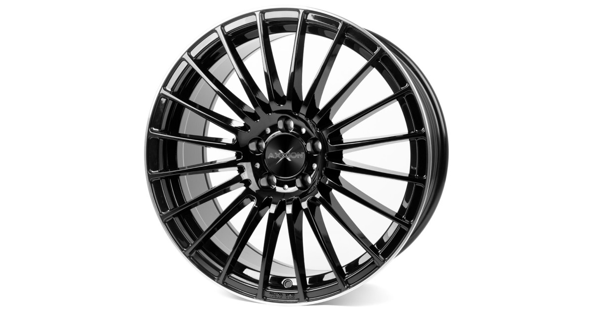 Jante ALU AXXION AX5 laqué noir brillant , Rebord poli  , 8.5X19 5/112 ET45, Alésage 72.6