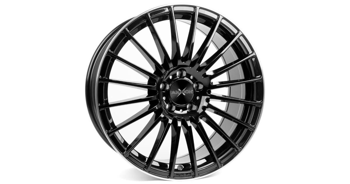 Jante ALU AXXION AX5 laqué noir brillant , Rebord poli  , 8.5X19 5/112 ET45, Alésage 72.6