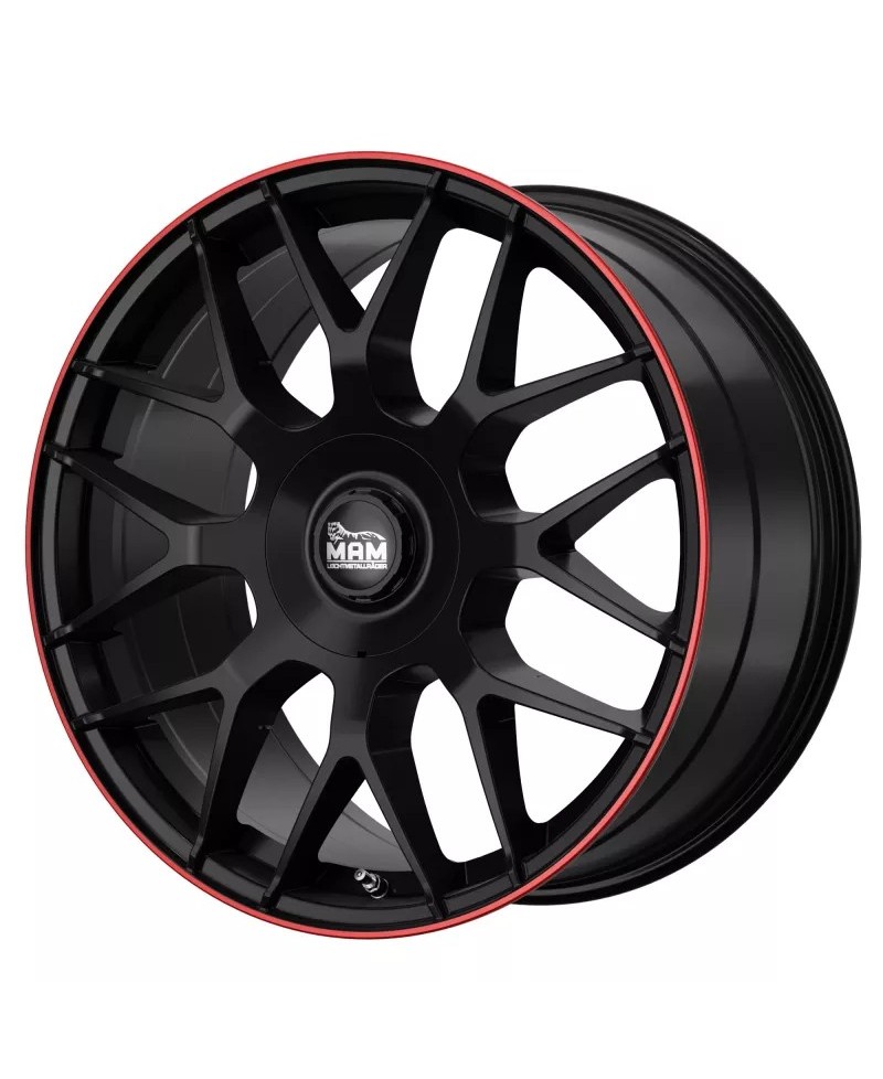 MAM GT1 MATT BLACK LIP RED 8x18 5/ 100 + 112 , ET45 , Alésage 66,6