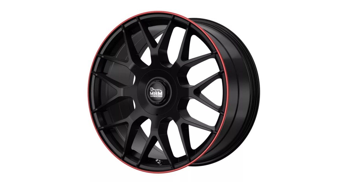 MAM GT1 MATT BLACK LIP RED 8x18 5/ 100 + 112 , ET45 , Alésage 66,6