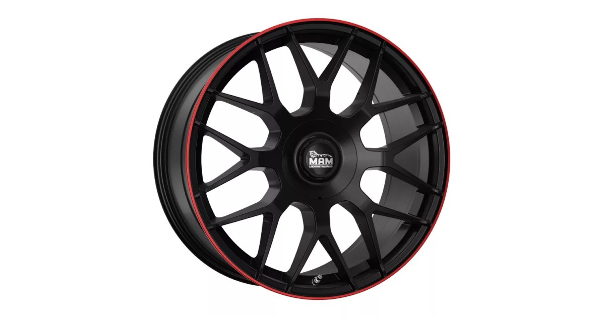 MAM GT1 MATT BLACK LIP RED 8x18 5/ 100 + 112 , ET45 , Alésage 66,6