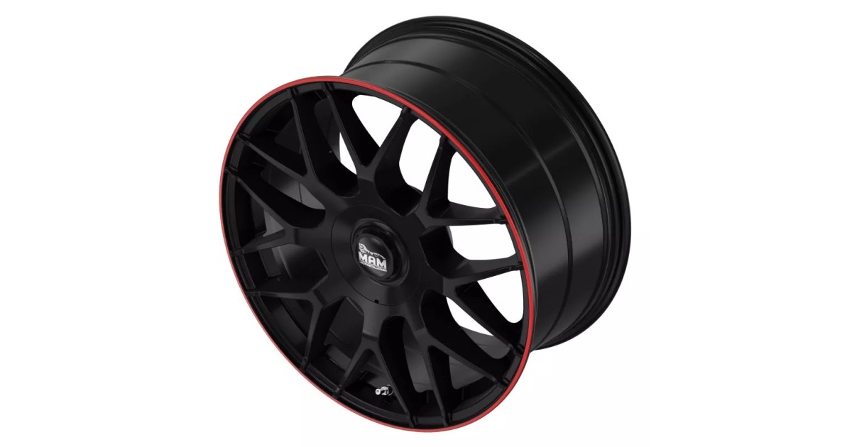 MAM GT1 MATT BLACK LIP RED 8x18 5/ 100 + 112 , ET45 , Alésage 66,6