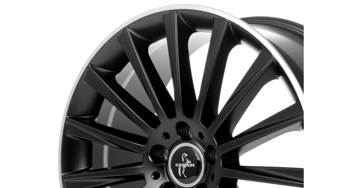 KESKIN KT18 Turbo MATT BLACK LIP POLISH 7x17 5/112 ET38 Alésage 66,6