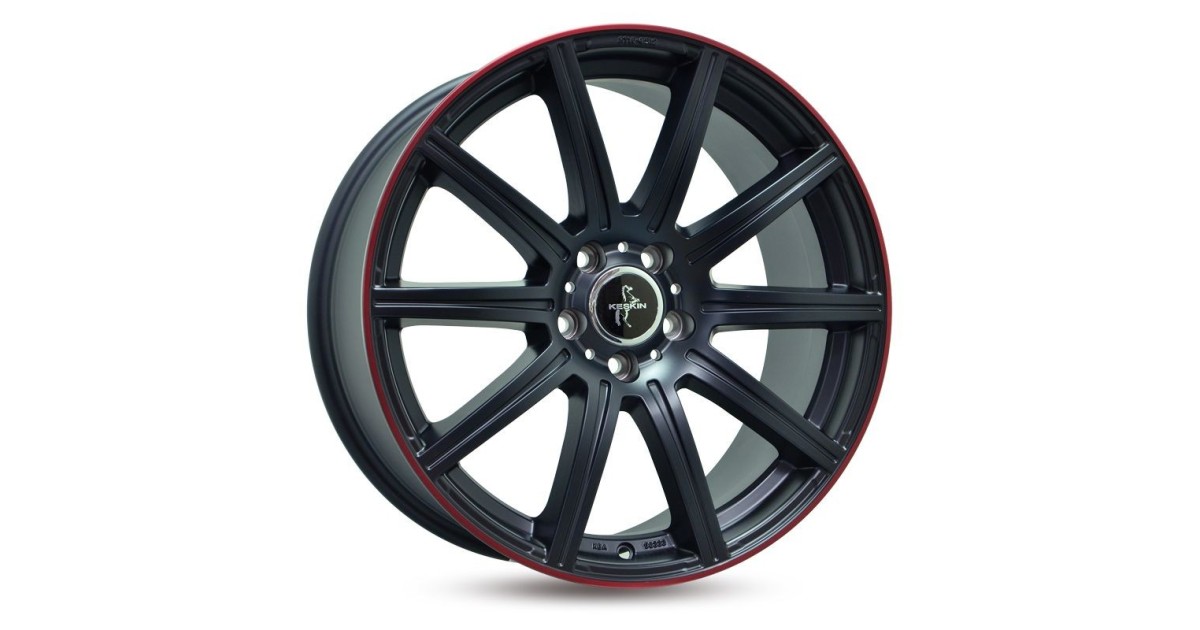 KESKIN KT16 Dynamic MATT BLACK LIP RED 9,5x19 5/112 ET45 Alésage 66,6