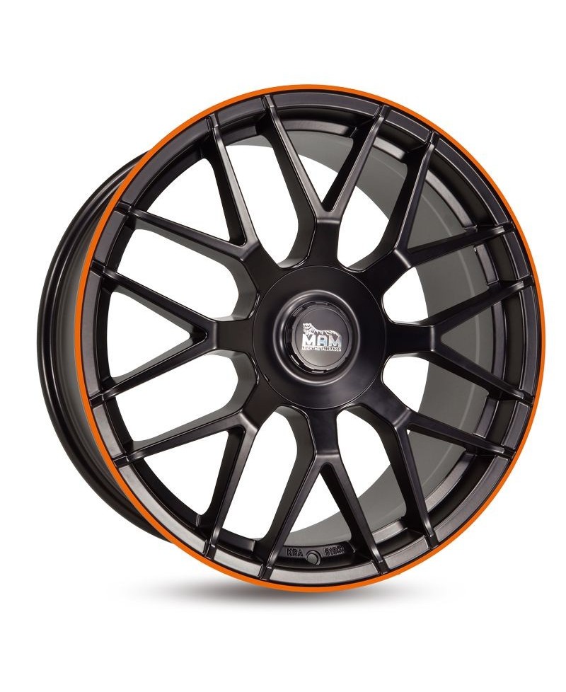 Jante ALU, MAM GT1 MATT BLACK LIP ORANGE, 8.0 x 18 5/112 ET30, Alésage 66.6