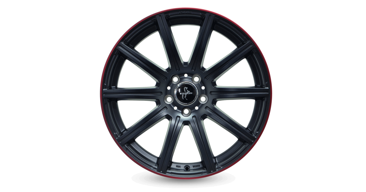 KESKIN KT16 Dynamic MATT BLACK LIP RED 9,5x19 5/112 ET45 Alésage 66,6