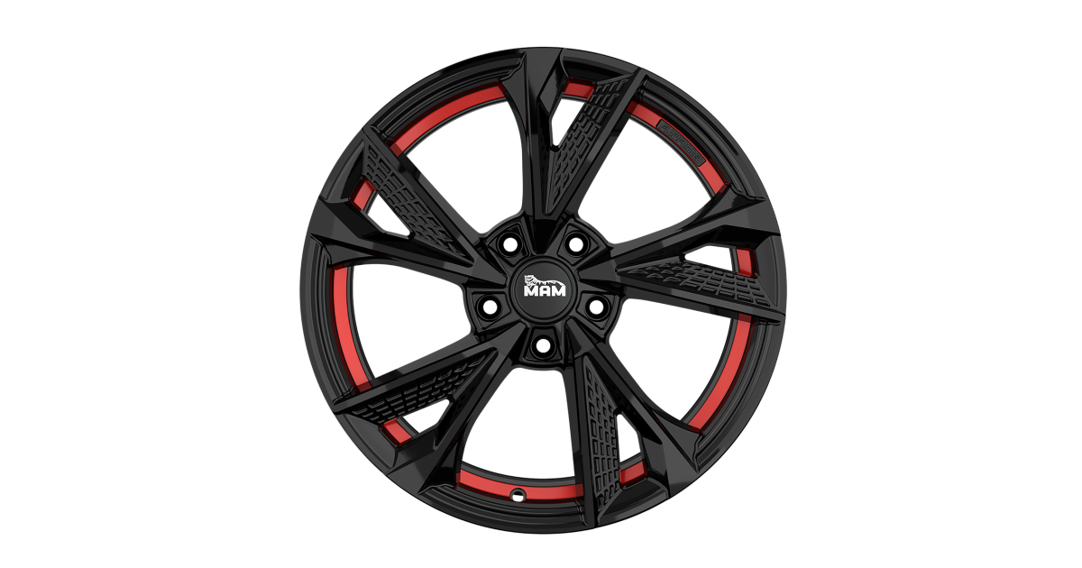 Jante ALU, MAM RS6 BLACK PAINTED RED INSIDE 7.5X17 5/108 ET45, Alésage 72.6