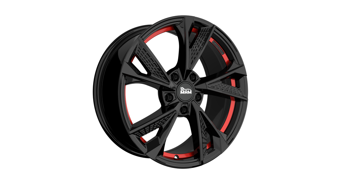 Jante ALU, MAM RS6 BLACK PAINTED RED INSIDE 7.5X17 5/114.3 ET40, Alésage 72.6