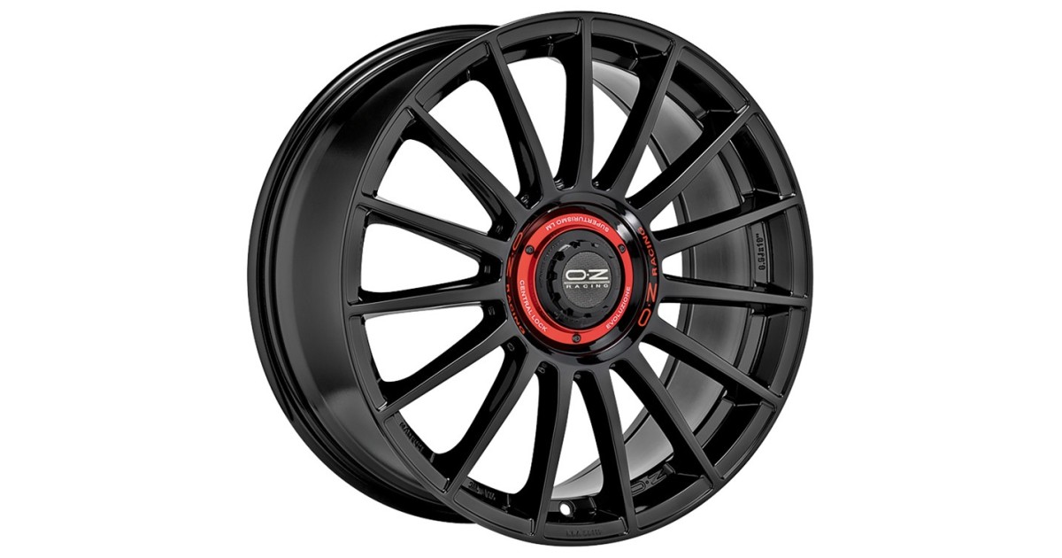 Jante ALU, OZ SUPERTURISMO EVOLUZIONE GLOSS BLACK + RED LETTERING, 8.5X19 5/112 ET44, Alésage 75