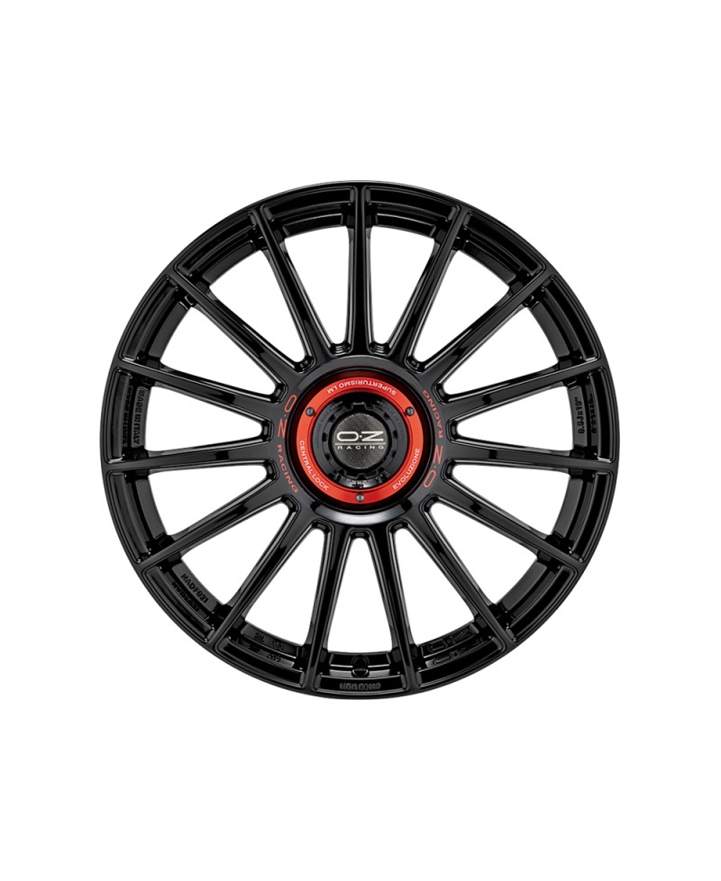Jante ALU, OZ SUPERTURISMO EVOLUZIONE GLOSS BLACK + RED LETTERING, 8.5X20 5/112 ET45, Alésage 79