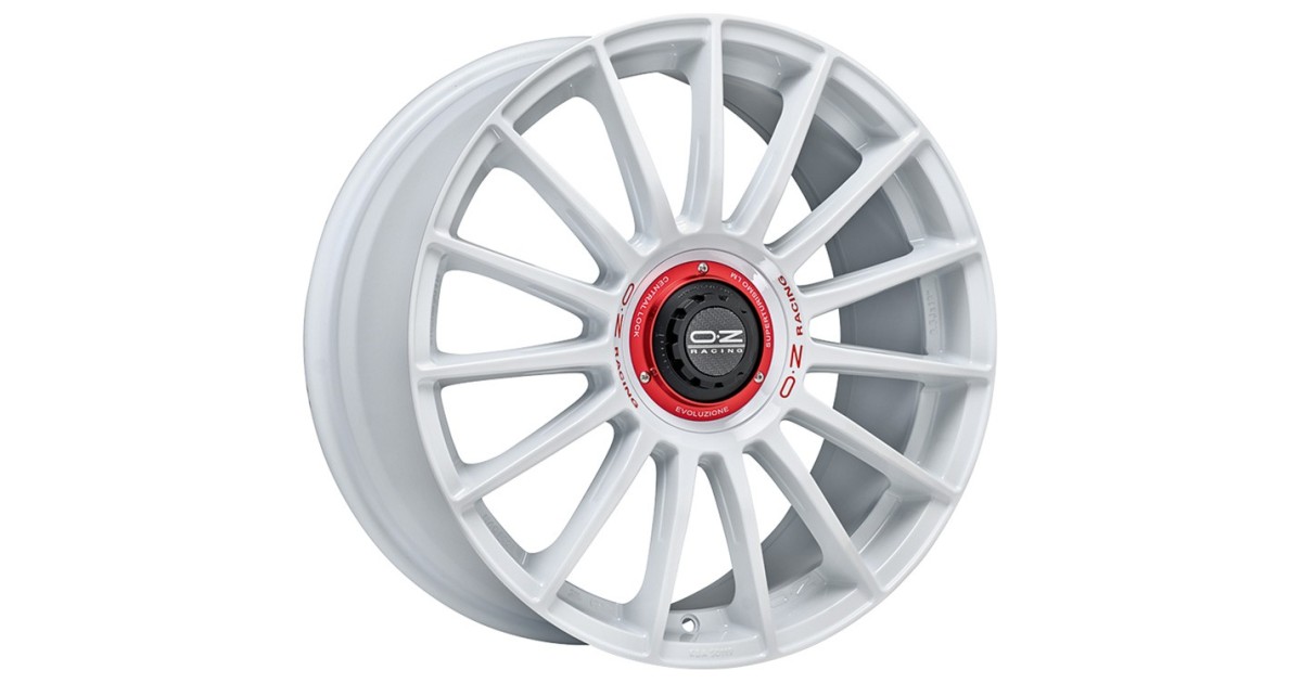 Jante ALU OZ SUPERTURISMO WRC RACE WHITE RED LETTERING,, 8X17 5/100 ET35, Alésage 68