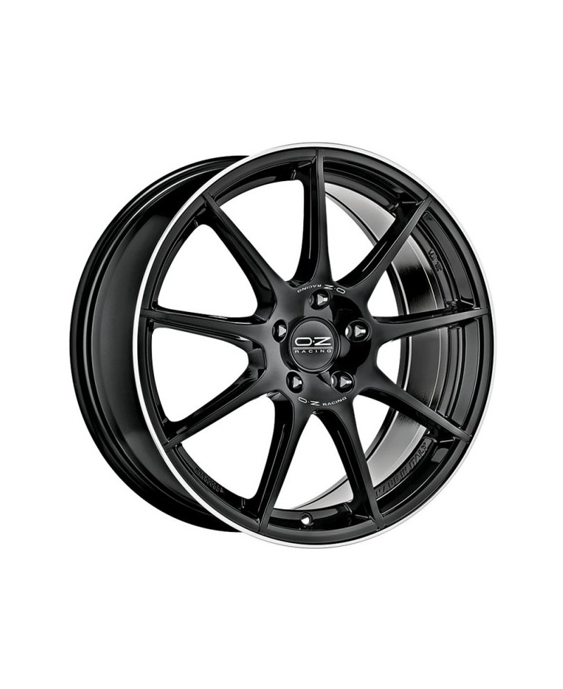 Jante ALU, OZ Veloce GT Noir brillant / liseré poli , lettrage argent, 7.5X17 5/112 ET35, Alésage 75