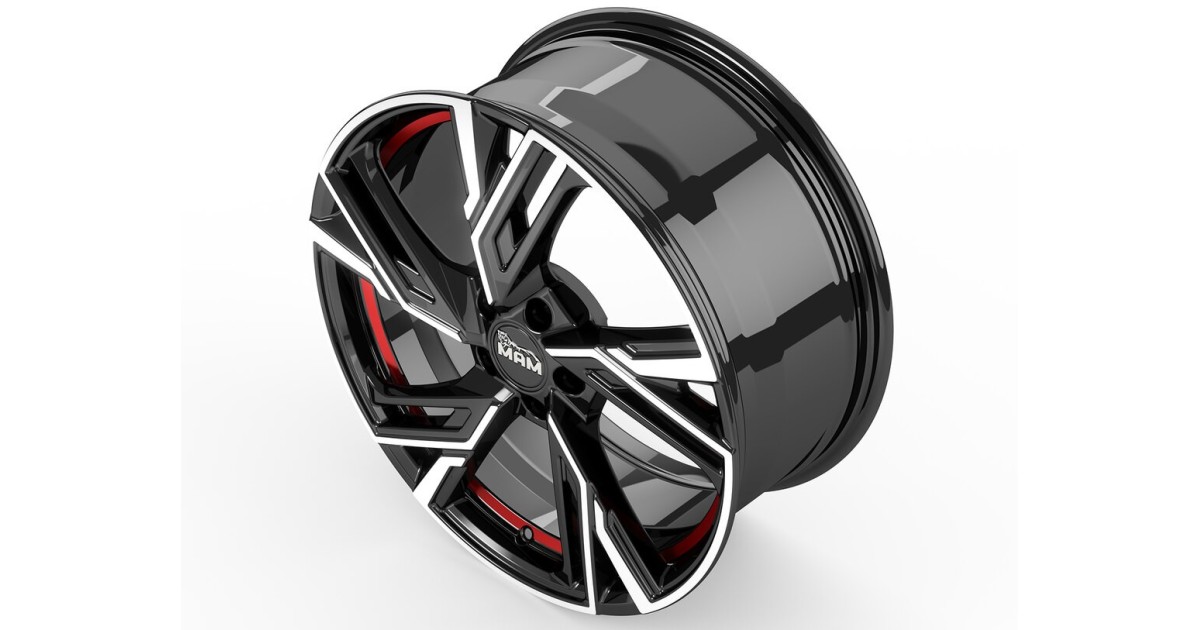 Jante ALU, MAM RS5 BLACK FRONT POLISH RED INSIDE 7X16  5/108 ET38, Alésage 72.6