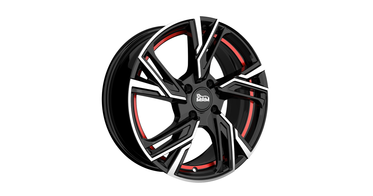 Jante ALU, MAM RS5 BLACK FRONT POLISH RED INSIDE  7X16  5/120 ET35, Alésage 72.6