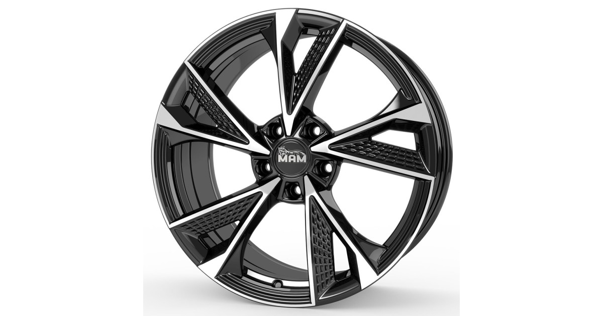 Jante ALU, MAM RS6 BLACK FRONT POLISH 7.5X17  5/100 ET35, Alésage 63.4