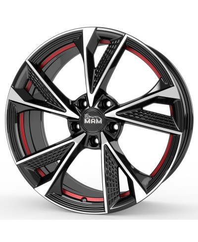 Jante ALU, MAM RS6 BLACK FRONT POLISH RED INSIDE  7X16  5/108 ET38, Alésage 72.6