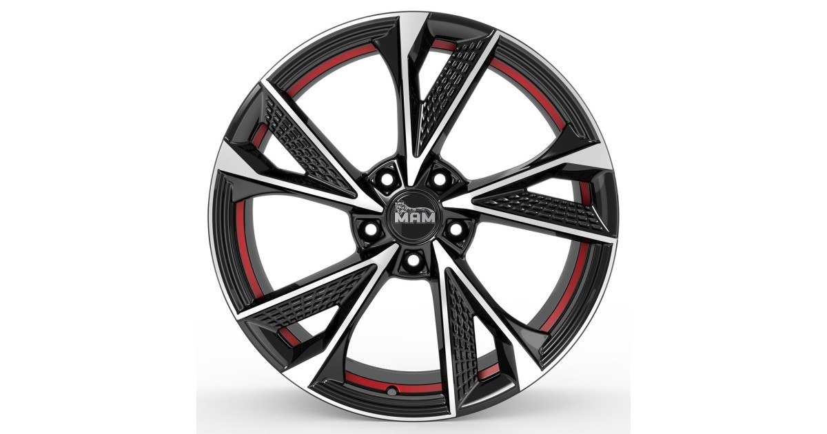 Jante ALU, MAM RS6 BLACK FRONT POLISH RED INSIDE  7X16  5/112 ET40, Alésage 66.6