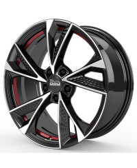 Jante ALU, MAM RS6 BLACK FRONT POLISH RED INSIDE  7X16  5/112 ET40, Alésage 66.6