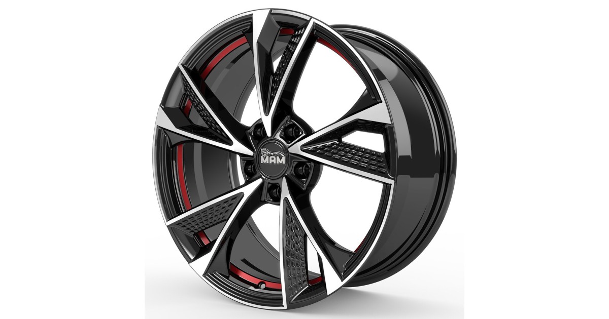 Jante ALU, MAM RS6 BLACK FRONT POLISH RED INSIDE  7X16  5/112 ET40, Alésage 66.6