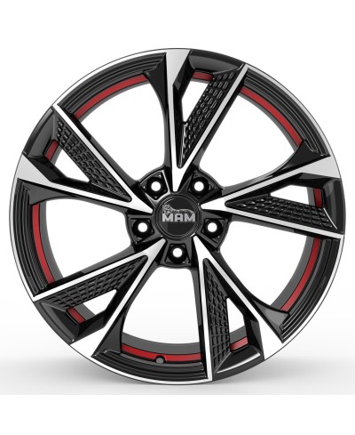 Jante ALU, MAM RS6 BLACK FRONT POLISH RED INSIDE  7X16  5/114.3 ET38, Alésage 72.6