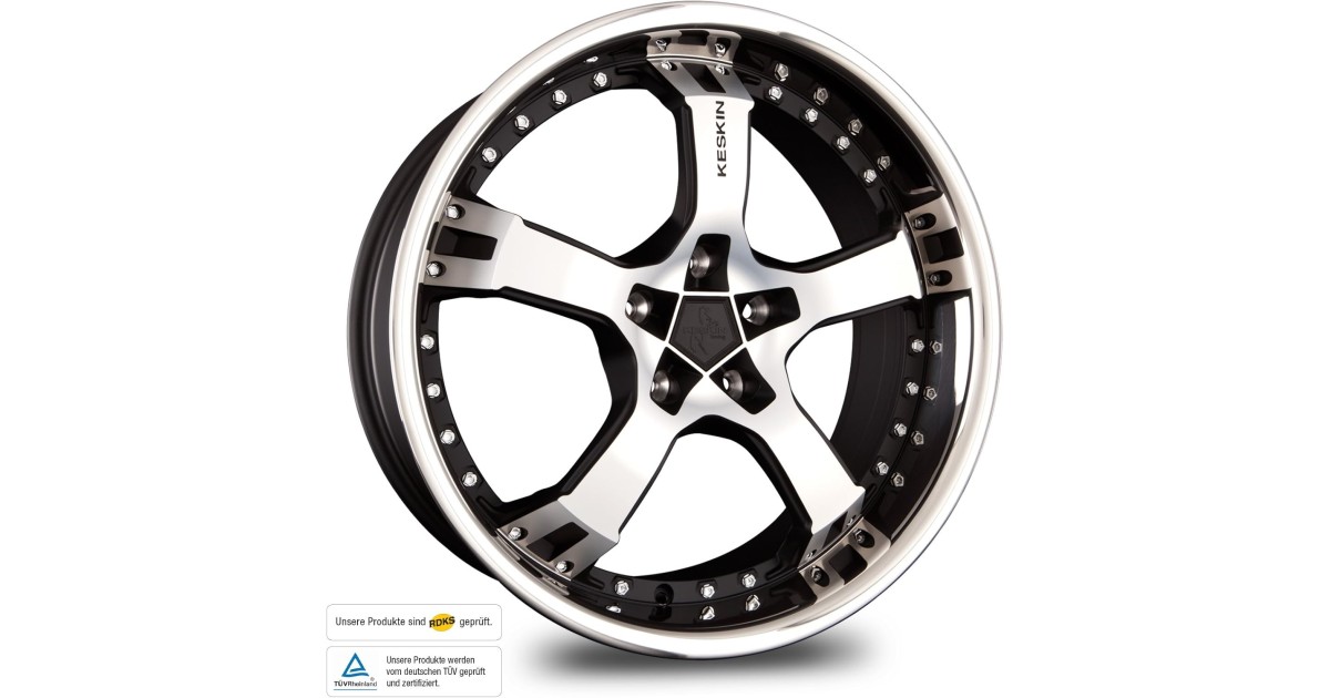 KESKIN KT10 matt black front polish 9,5x18 5/100 ET25 ,Alésage 63,4