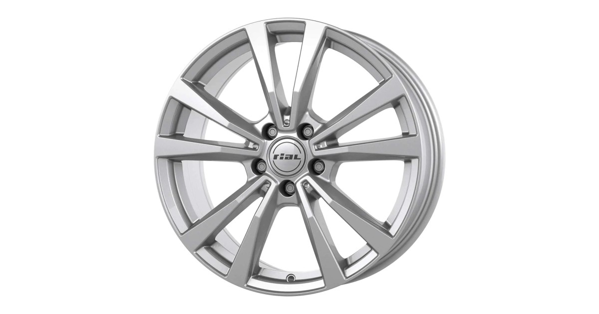 Jante Alu Rial M12 Polar-silber (Argent) 9x19 5x108 ET53, Alésage 63.4