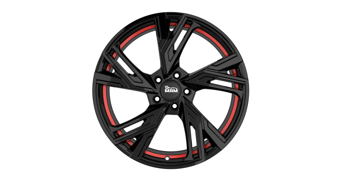 Jante ALU, MAM RS5 BLACK PAINTED RED INSIDE 7.5X17 5/120 ET35, Alésage 72.6