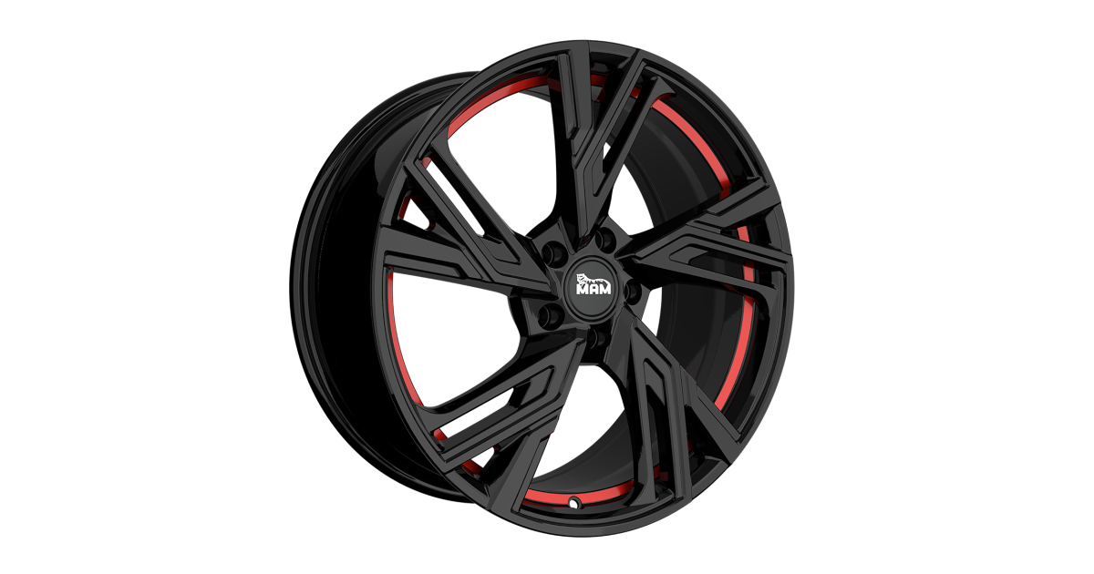 Jante ALU, MAM RS5 BLACK PAINTED RED INSIDE 7.5X17 5/100 ET35, Alésage 63.4