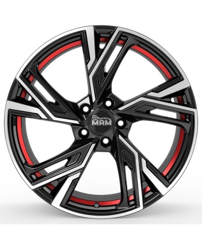 Jante ALU, MAM RS5 BLACK FRONT POLISH RED INSIDE 7X16 5/100 ET38, Alésage 63.4