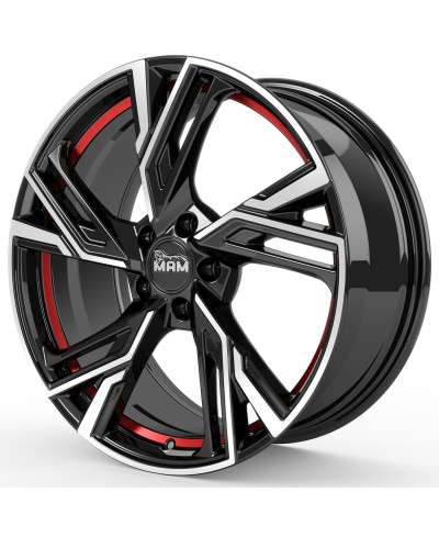 Jante ALU, MAM RS5 BLACK FRONT POLISH RED INSIDE 7X16 5/100 ET38, Alésage 63.4