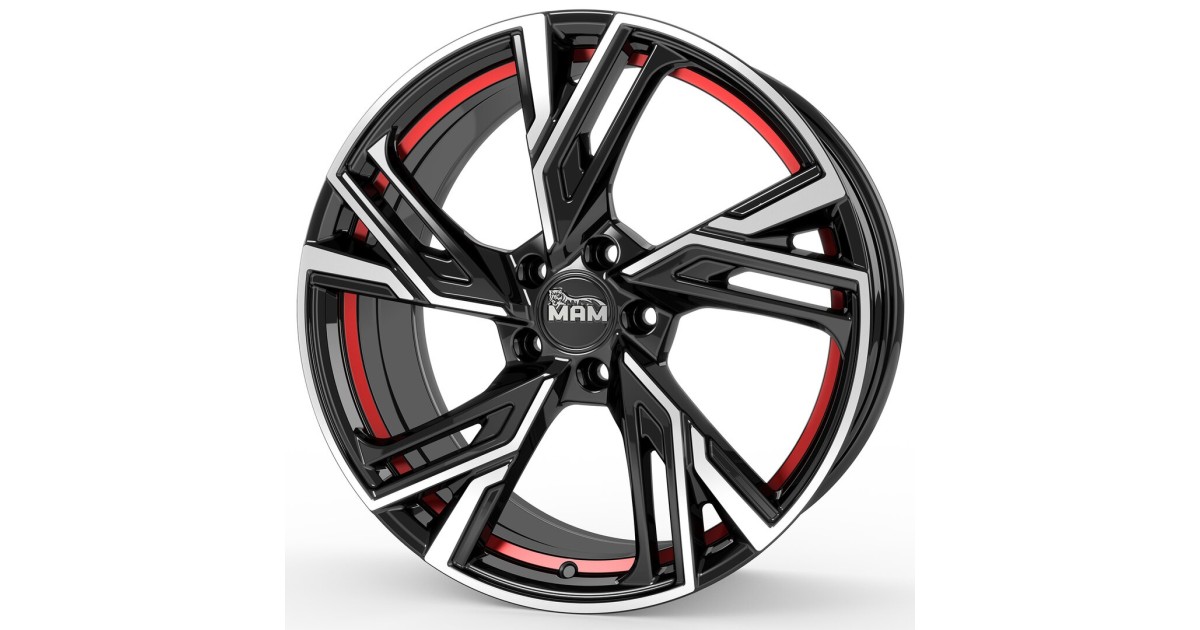 Jante ALU, MAM RS5 BLACK FRONT POLISH RED INSIDE 7X16 5/112 ET40, Alésage 66.6