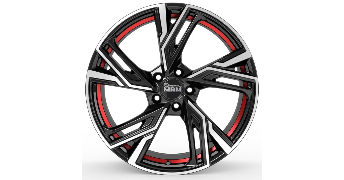 Jante ALU, MAM RS5 BLACK FRONT POLISH RED INSIDE 7X16 5/112 ET40, Alésage 66.6