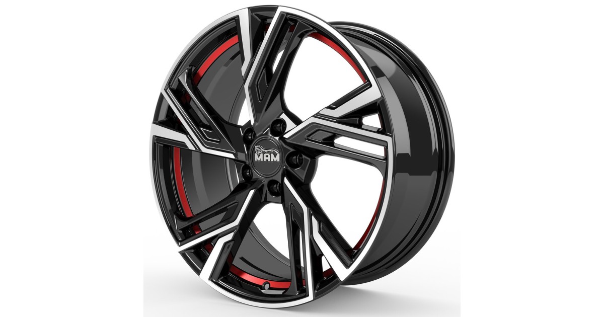 Jante ALU, MAM RS5 BLACK FRONT POLISH RED INSIDE 7X16 5/112 ET40, Alésage 66.6
