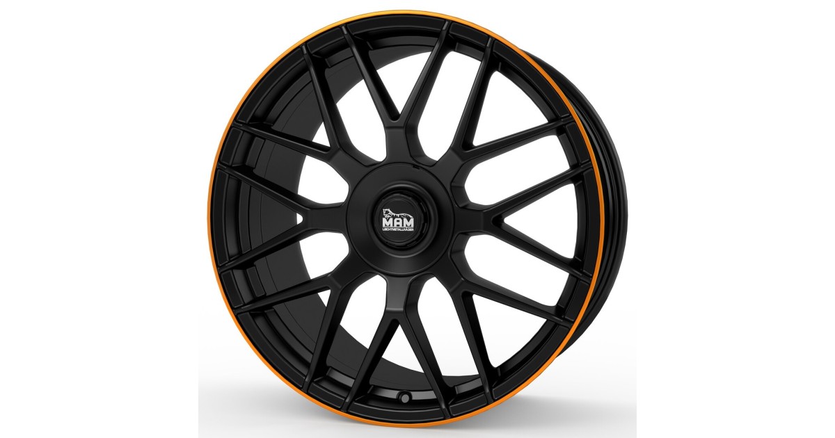 MAM GT1 MATT BLACK LIP ORANGE 9,5x19 5/112 ET30 Alésage 66,6