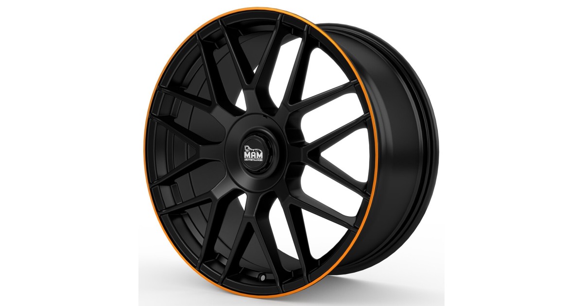 MAM GT1 MATT BLACK LIP ORANGE 9,5x19 5/112 ET30 Alésage 66,6