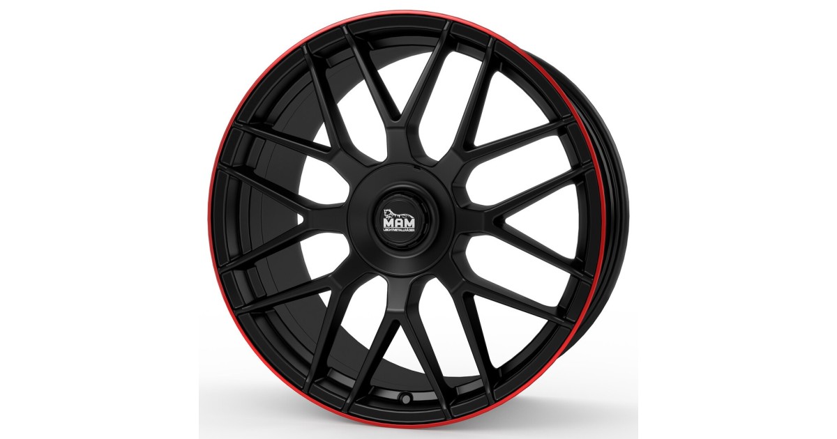 MAM GT1 MATT BLACK LIP RED 9,5x19 5/112 ET30 Alésage  66,6