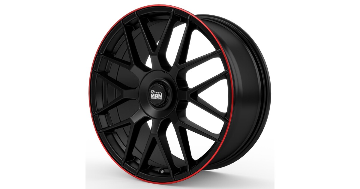 MAM GT1 MATT BLACK LIP RED 9,5x19 5/112 ET30 Alésage  66,6