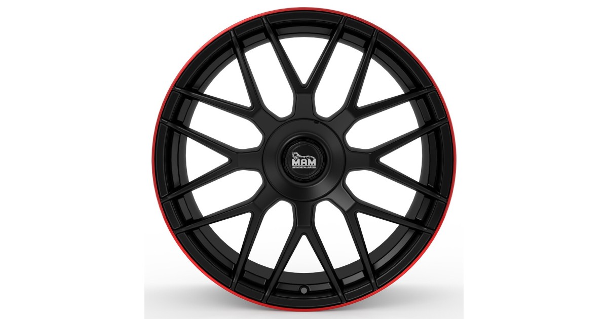MAM GT1 MATT BLACK LIP RED 9,5x19 5/112 ET30 Alésage  66,6