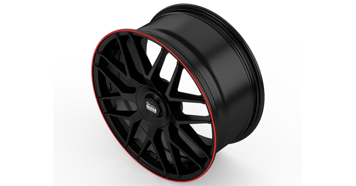 MAM GT1 MATT BLACK LIP RED 9,5x19 5/112 ET30 Alésage  66,6