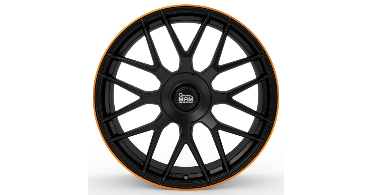 MAM GT1 MATT BLACK LIP ORANGE 9,5x19 5/112 ET42 Alésage 66,6