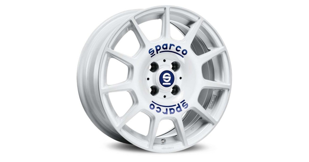 Jante ALU, SPARCO TERRA WHITE + BLUE LETTERING, 7X16 5/112 ET35, Alésage 73.1