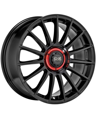 Jante ALU, OZ  Superturismo Evoluzione  Noir brillant , lettrage rouge 8X18 5/112 ET35, Alésage 75.1