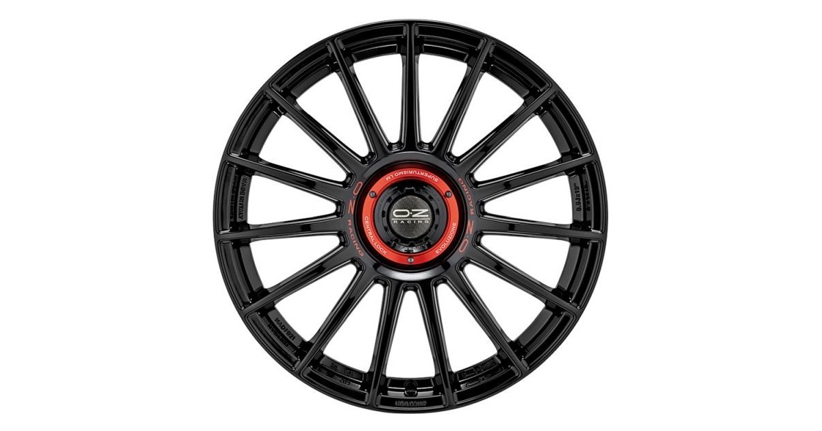 Jante ALU, OZ  Superturismo Evoluzione  Noir brillant , lettrage rouge 8X18 5/112 ET35, Alésage 75.1