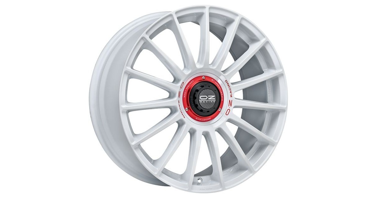 Jante ALU, OZ SUPERTURISMO EVOLUZIONE WRC Blanc racing , Lettrage rouge  8.5X19 5/112 ET44, Alésage 75.1