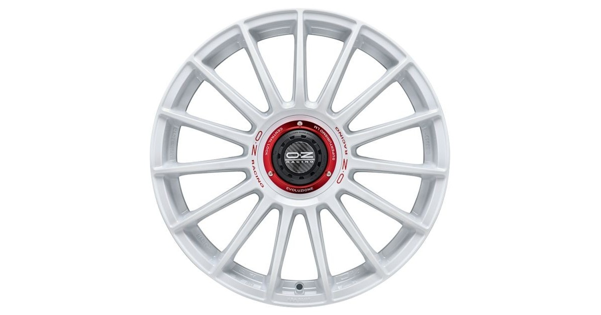 Jante ALU, OZ SUPERTURISMO EVOLUZIONE WRC Blanc racing , Lettrage rouge  8.5X19 5/112 ET44, Alésage 75.1