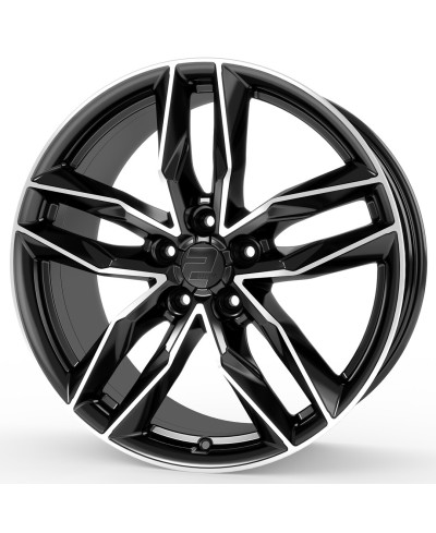 Jante ALU, Wheelworld - 2DRV WH40 SP+ Noir brillant laqué ,Face polie 8.5X19 5/112 ET40, Alésage 66.6