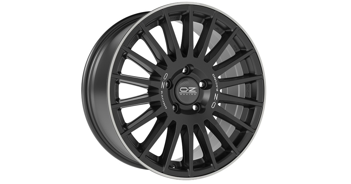 Jante ALU, OZ  RALLY DESERT Noir Mat + Bord Poli + Lettrage argent 8X18 6/139.70 ET48, Alésage 92.4