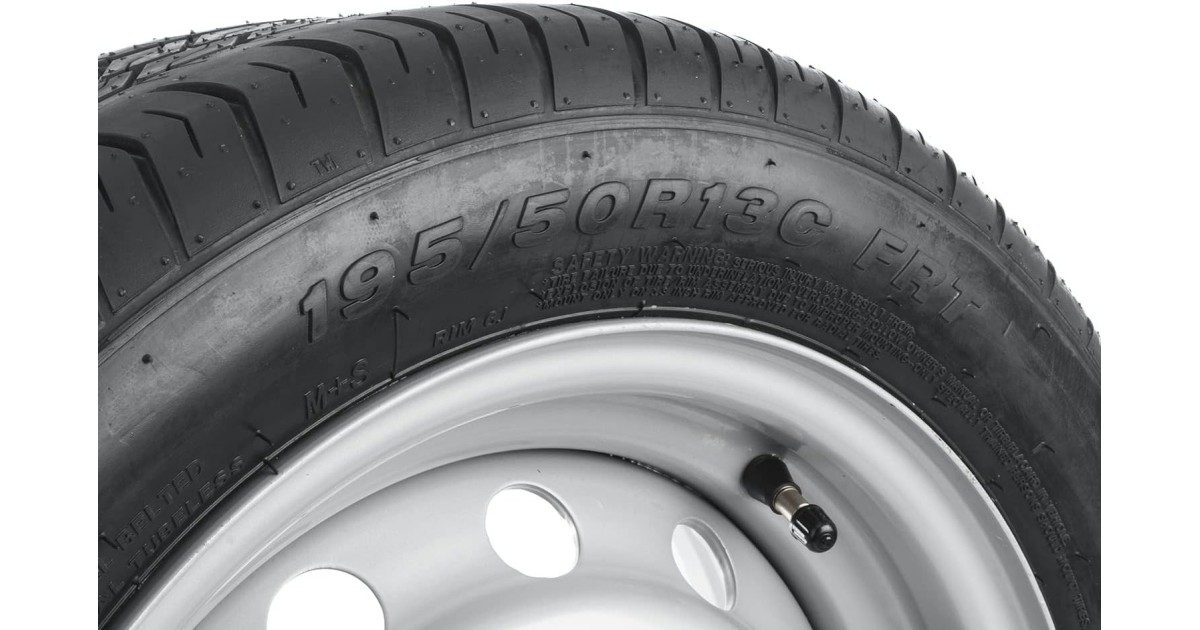 Jante Tole/Acier, Roue complète pour remorque (Grise), 4.5X13 4/100 ET30, Alésage 57.1 / Pneu Leao R701 195/ 50 R13C 104/ 101N