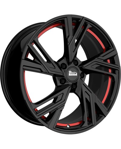Jante ALU, MAM RS5 BLACK PAINTED RED INSIDE 8x18 5/ 114.3 ET45, Alésage 72.6