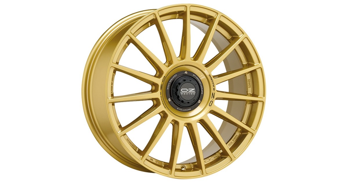 Jante ALU, OZ SUPERTURISMO EVOLUZIONE GOLD RACE GOLD + BLACK LETTER  8.5X19 5/112 ET38, Alésage 75